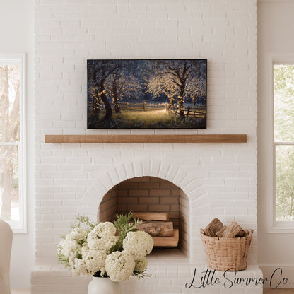 Blossom Trees with Fairy Lights Frame TV Art displayed on a TV