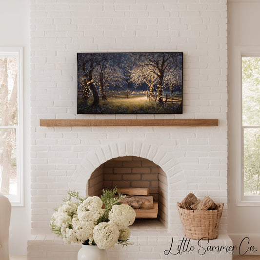 Blossom Trees with Fairy Lights Frame TV Art displayed on a TV