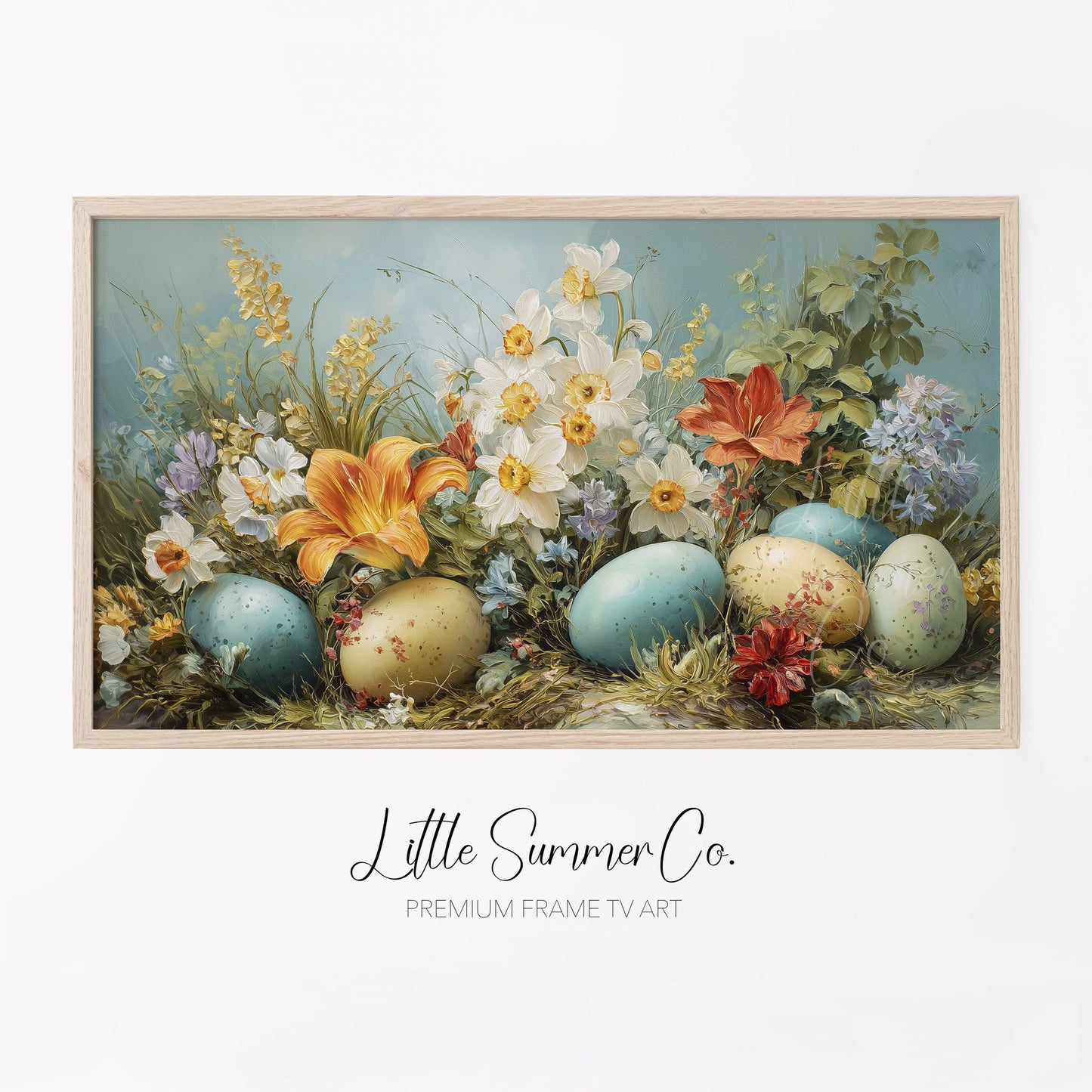 Easter Eggs and Spring Flowers Frame TV Art displayed on a TV