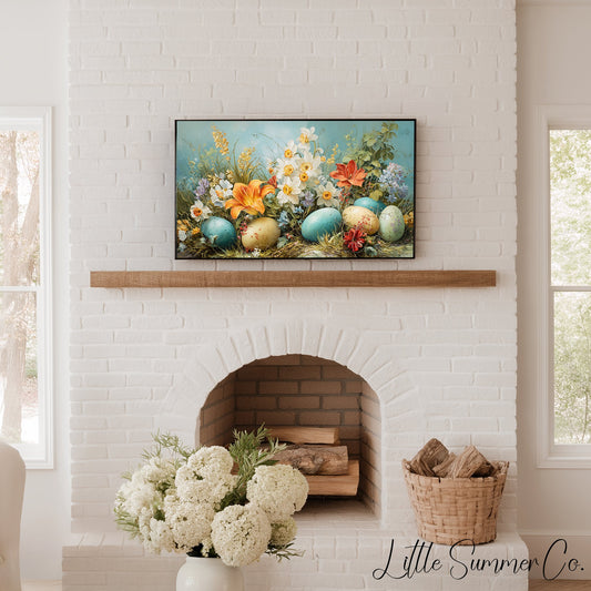 Easter Eggs and Spring Flowers Frame TV Art displayed on a TV
