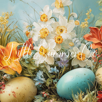 Easter Eggs and Spring Flowers Frame TV Art displayed on a TV