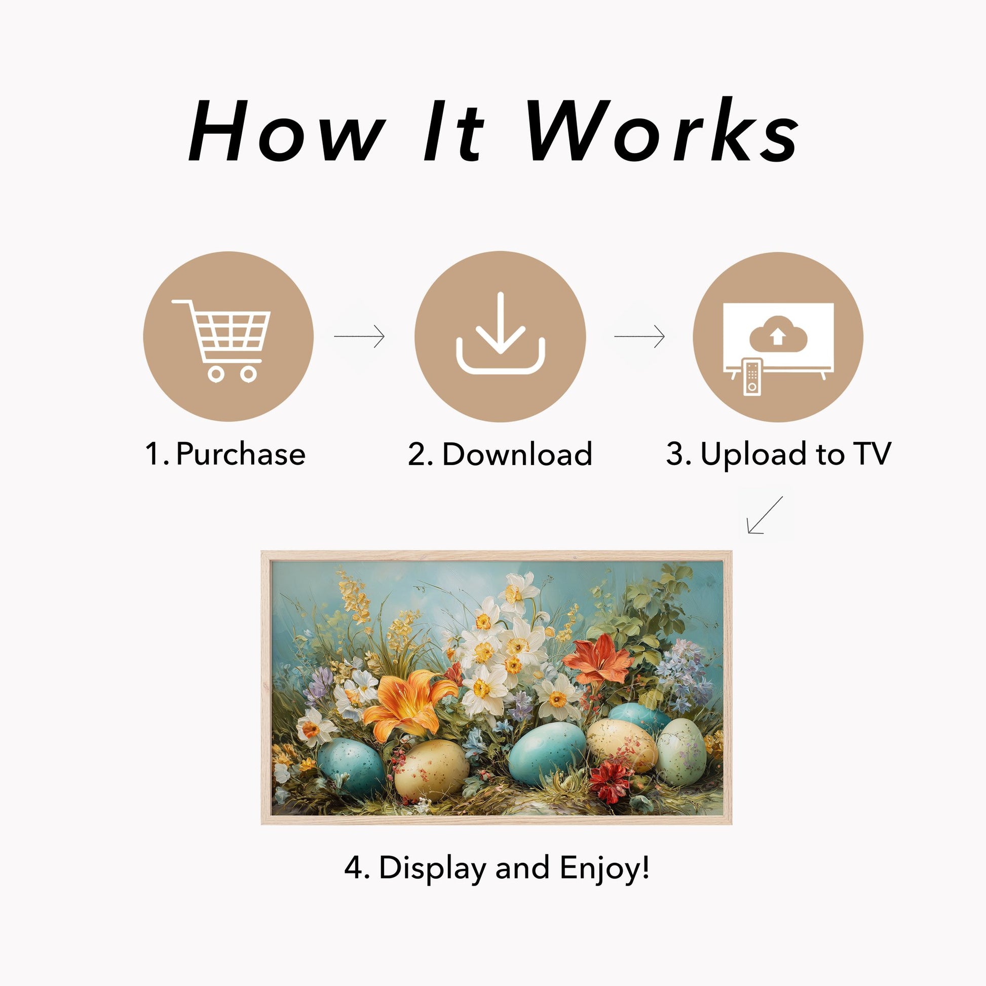 Easter Eggs and Spring Flowers Frame TV Art displayed on a TV