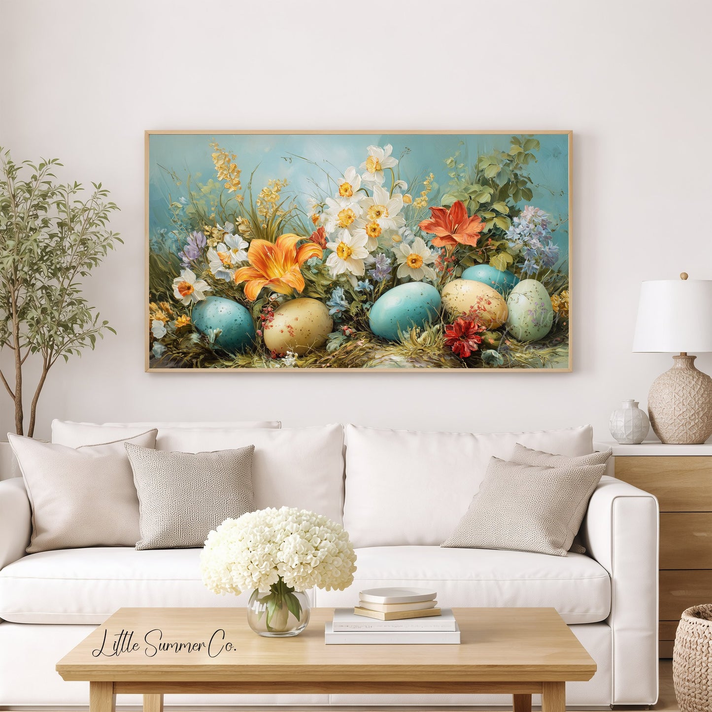 Easter Eggs and Spring Flowers Frame TV Art displayed on a TV
