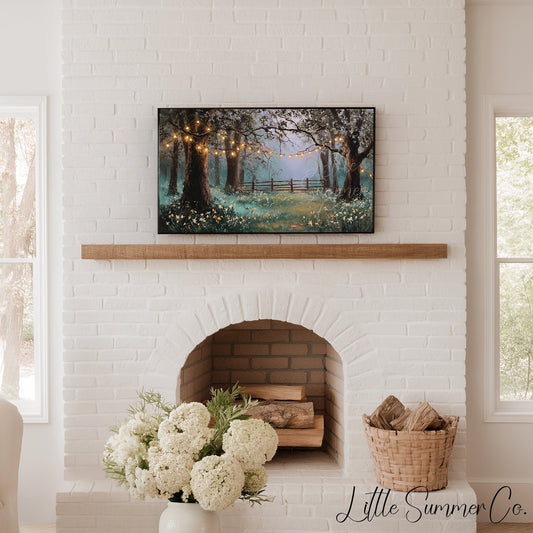 Woodland Fairy Lights and Daffodils Frame TV Art displayed on a TV