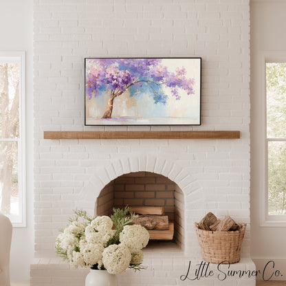 Lavender Tree Frame TV Art displayed on a TV
