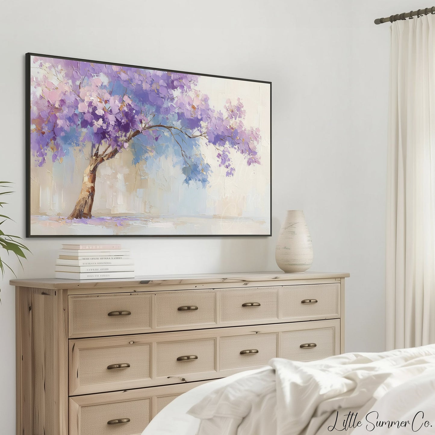 Lavender Tree Frame TV Art displayed on a TV