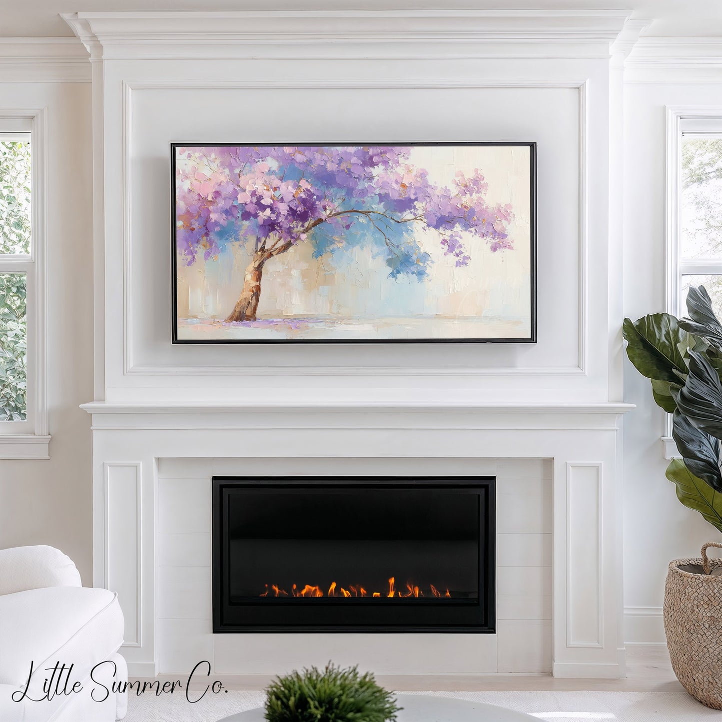 Lavender Tree Frame TV Art displayed on a TV
