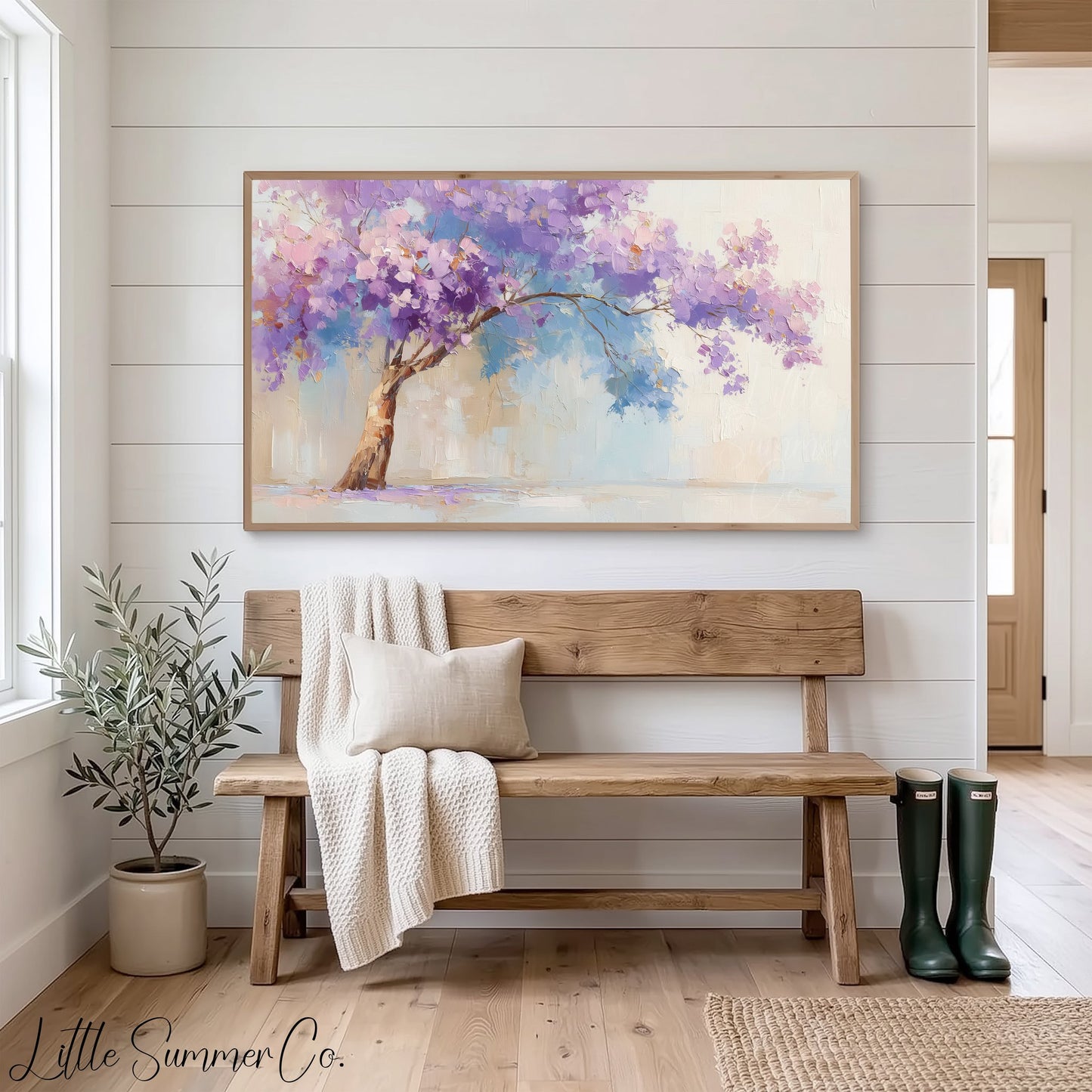 Lavender Tree Frame TV Art displayed on a TV