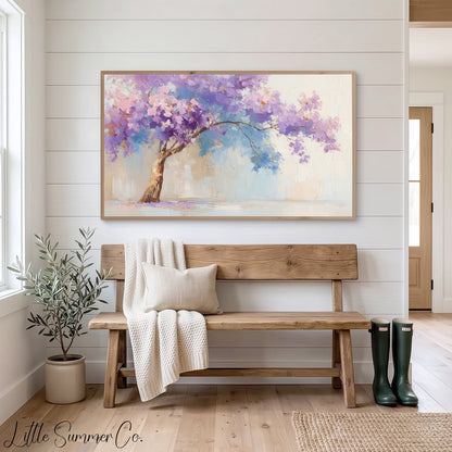 Lavender Tree Frame TV Art displayed on a TV