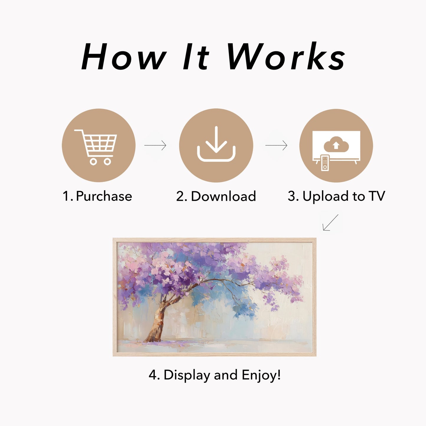 Lavender Tree Frame TV Art displayed on a TV