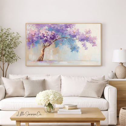 Lavender Tree Frame TV Art displayed on a TV