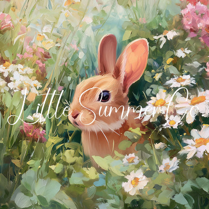 Bunny in Spring Flower Garden Frame TV Art displayed on a TV