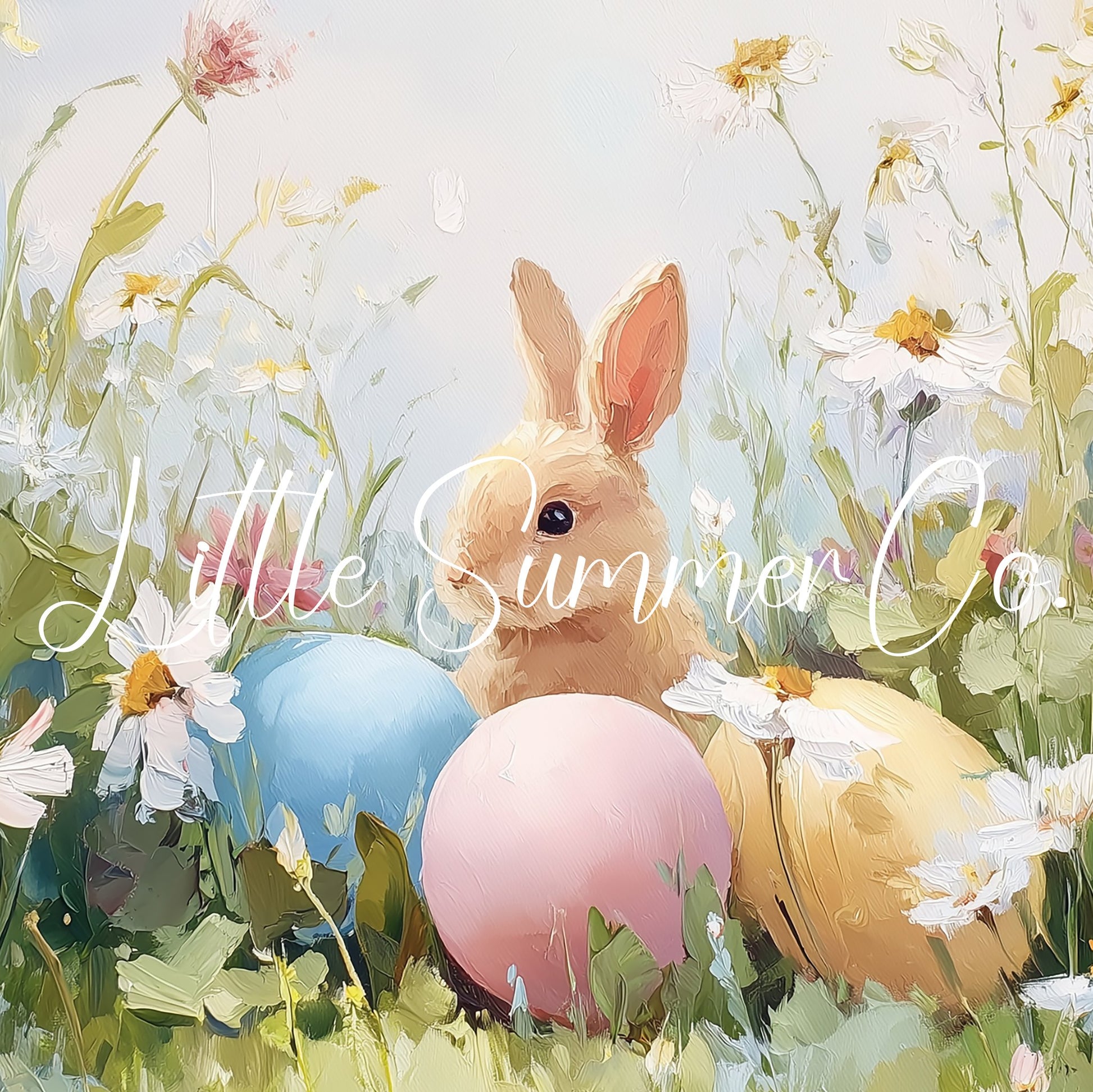 Easter Bunny with Pastel Eggs Frame TV Art displayed on a TV