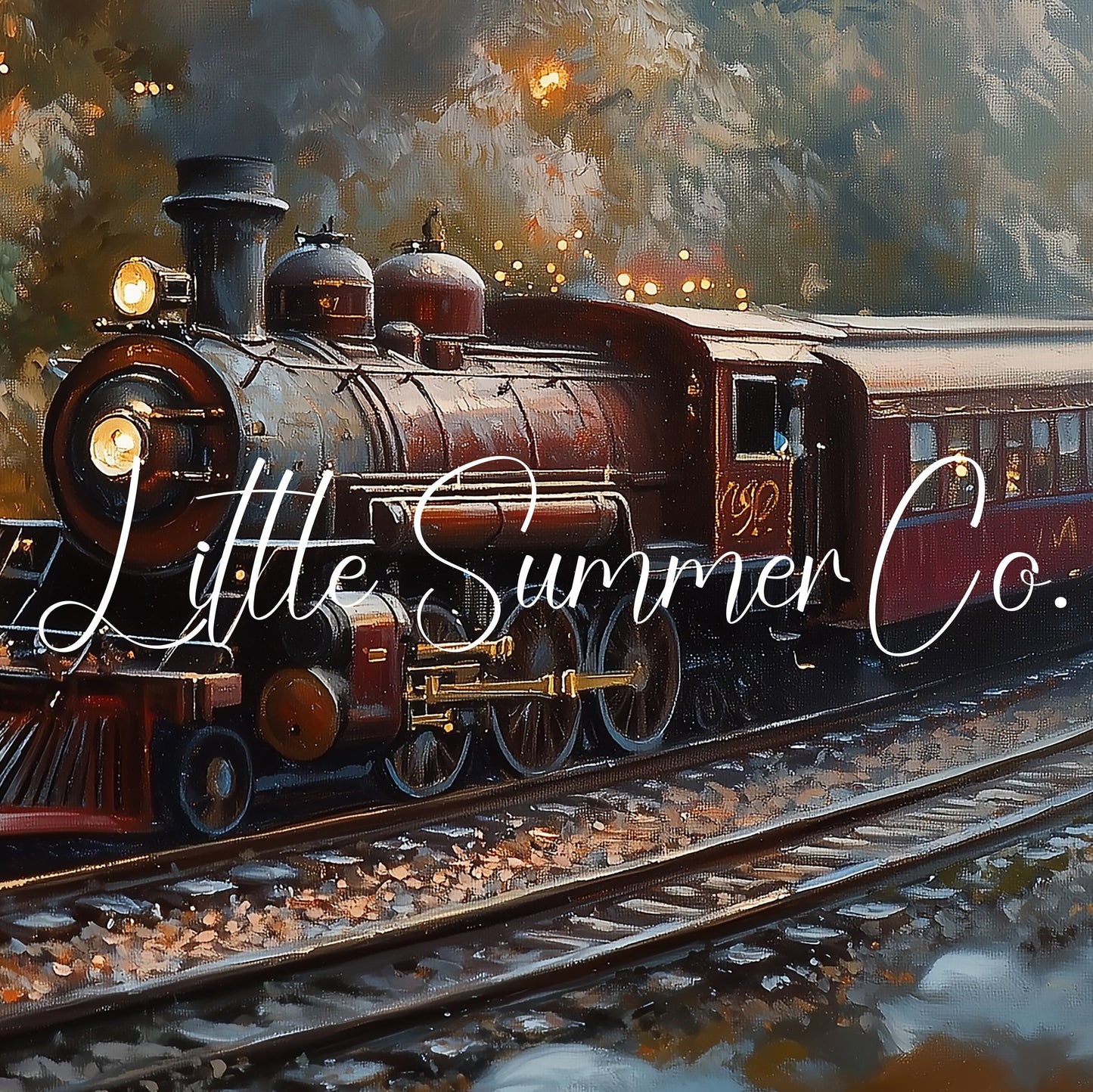 Steam Train Through Autumn Forest Frame TV Art displayed on a TV