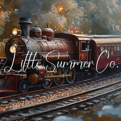 Steam Train Through Autumn Forest Frame TV Art displayed on a TV