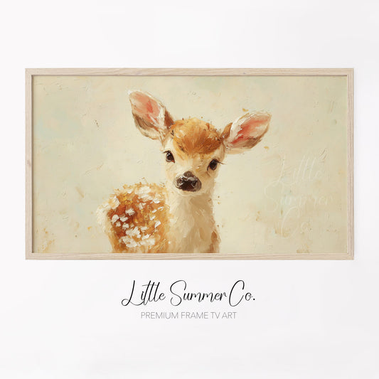 Baby Deer Fawn Frame TV Art displayed on a TV