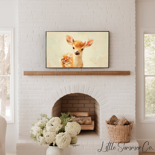 Baby Deer Fawn Frame TV Art displayed on a TV