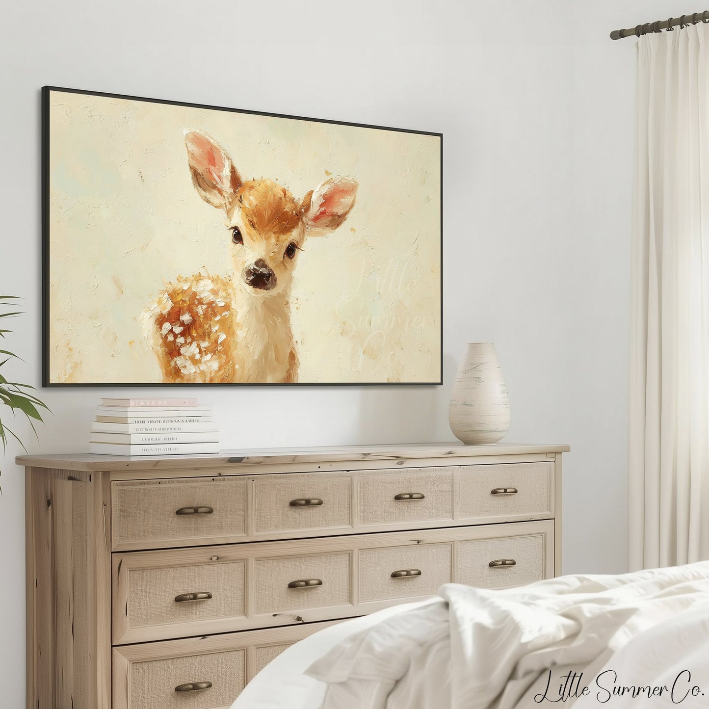 Baby Deer Fawn Frame TV Art displayed on a TV