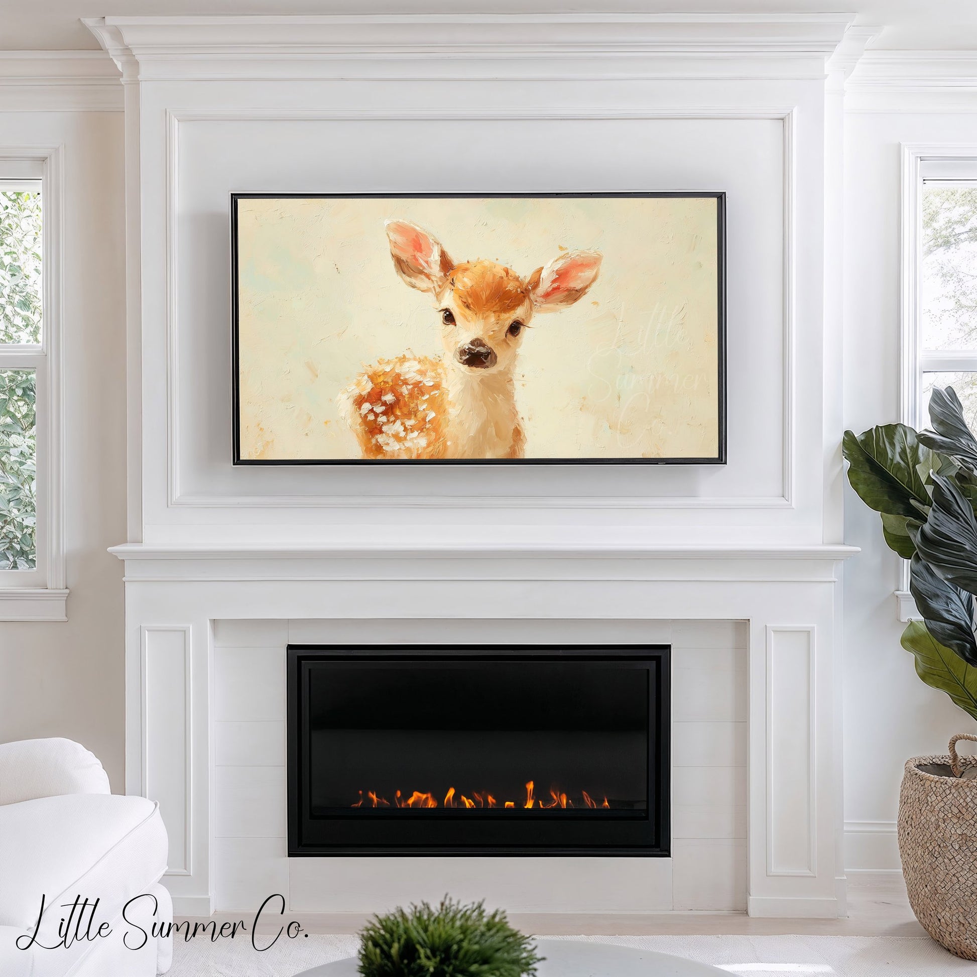 Baby Deer Fawn Frame TV Art displayed on a TV