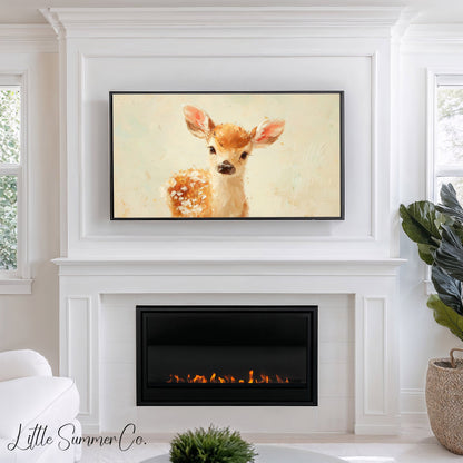 Baby Deer Fawn Frame TV Art displayed on a TV