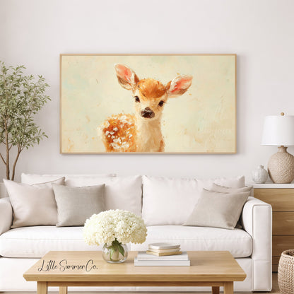 Baby Deer Fawn Frame TV Art displayed on a TV