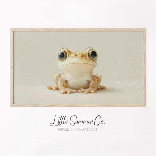 Cute Cream Tree Frog Frame TV Art displayed on a TV