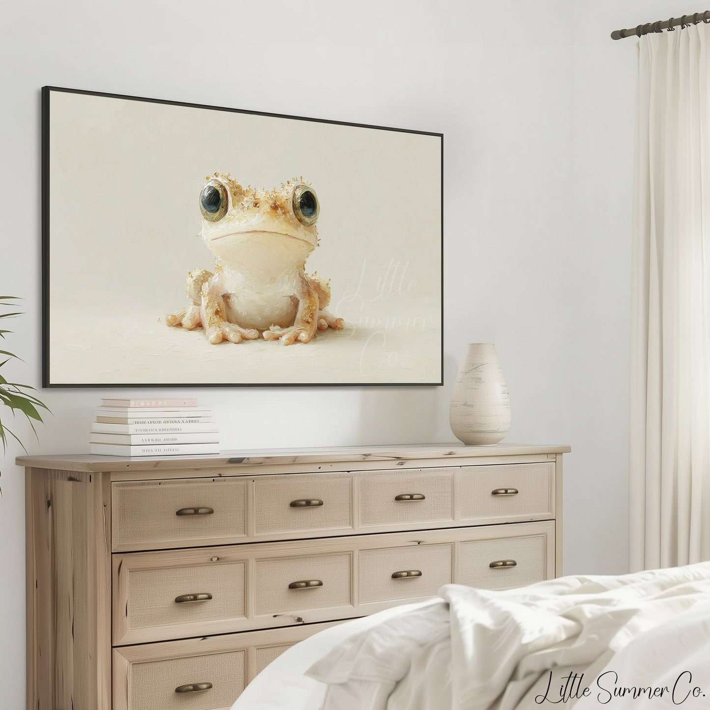 Cute Cream Tree Frog Frame TV Art displayed on a TV