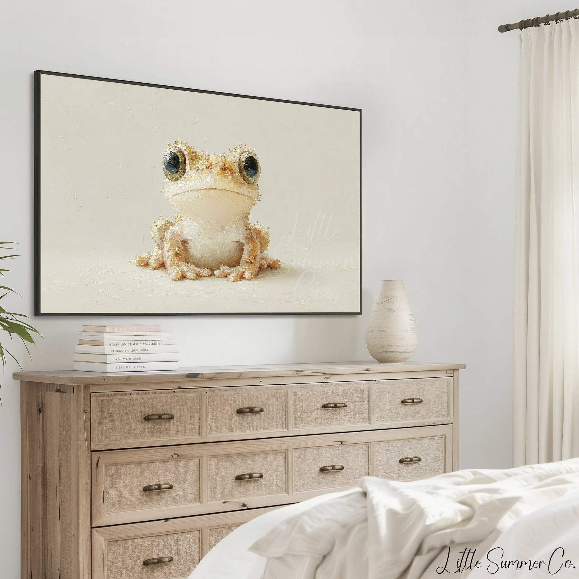 Cute Cream Tree Frog Frame TV Art displayed on a TV