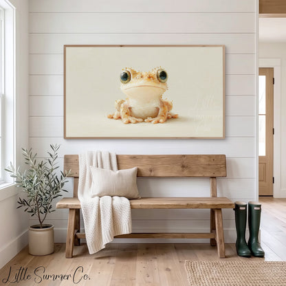 Cute Cream Tree Frog Frame TV Art displayed on a TV