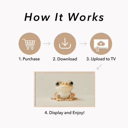 Cute Cream Tree Frog Frame TV Art displayed on a TV