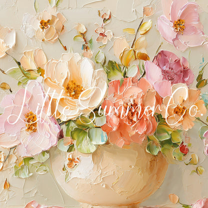 Peach Floral Bouquet in Vase Frame TV Art displayed on a TV