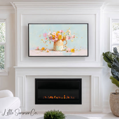 Flower Pitcher Frame TV Art displayed on a TV