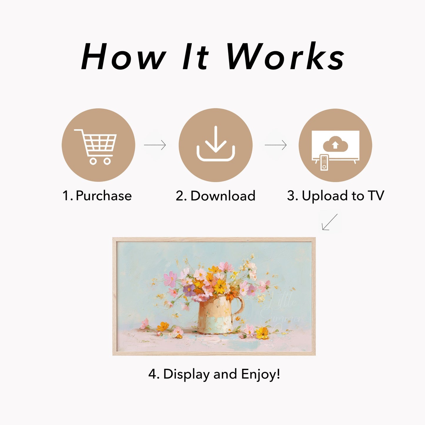 Flower Pitcher Frame TV Art displayed on a TV