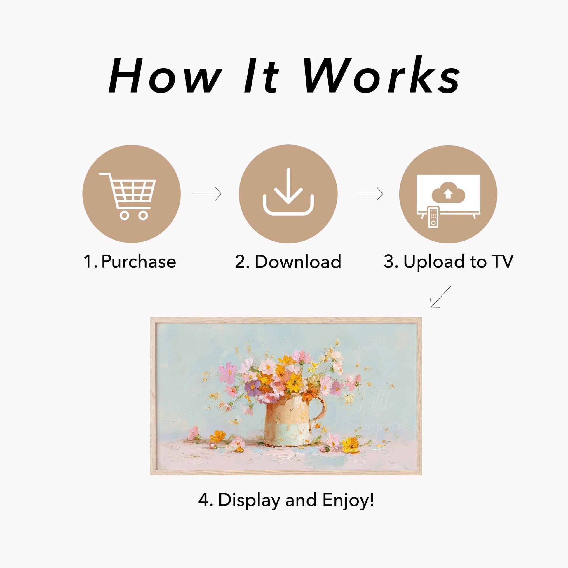 Flower Pitcher Frame TV Art displayed on a TV