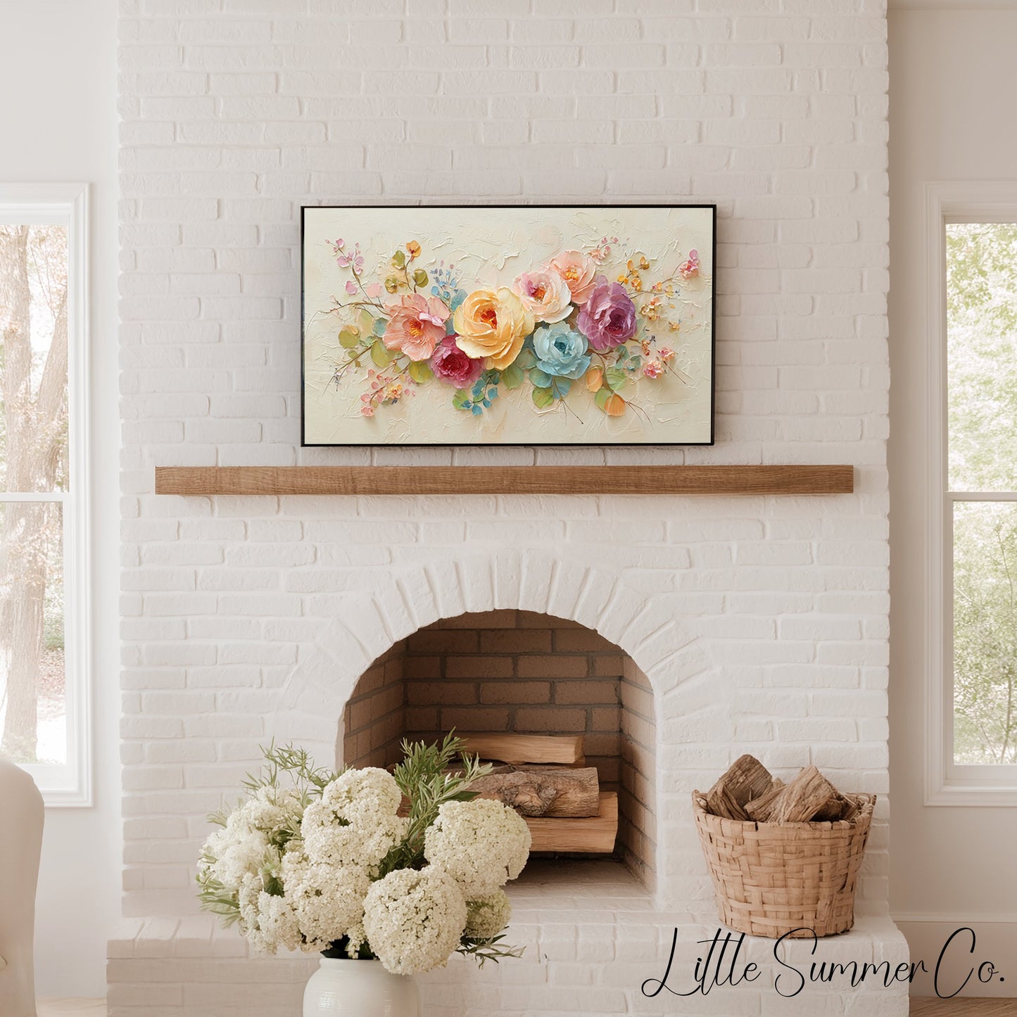 Colourful Roses Arrangement Frame TV Art displayed on a TV