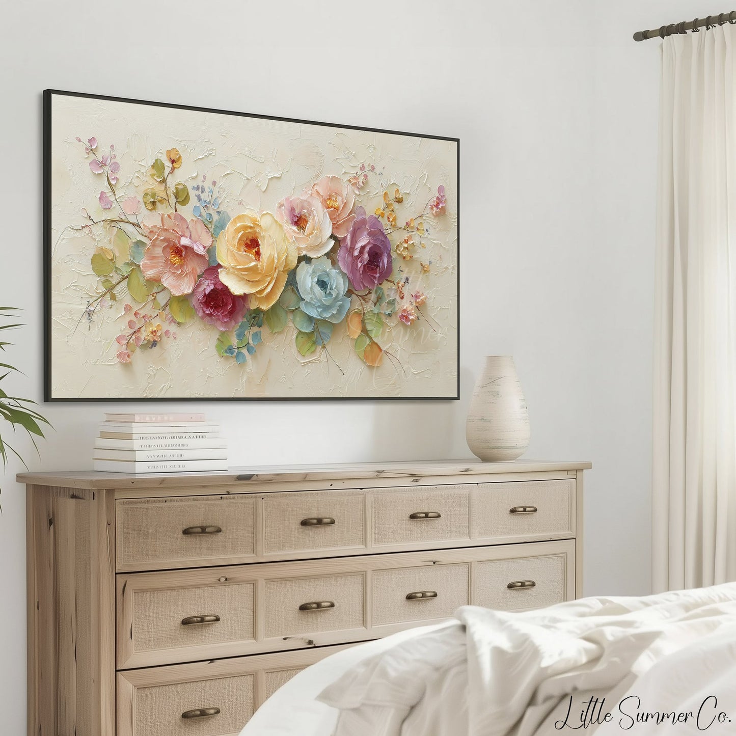 Colourful Roses Arrangement Frame TV Art displayed on a TV