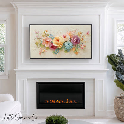 Colourful Roses Arrangement Frame TV Art displayed on a TV