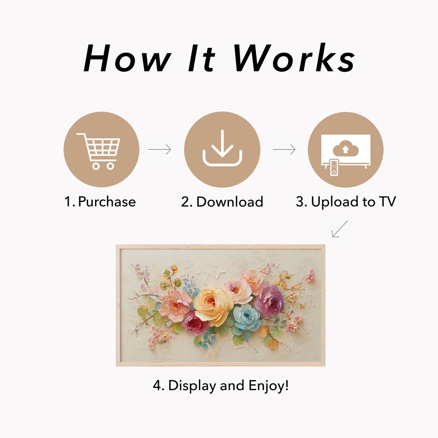 Colourful Roses Arrangement Frame TV Art displayed on a TV