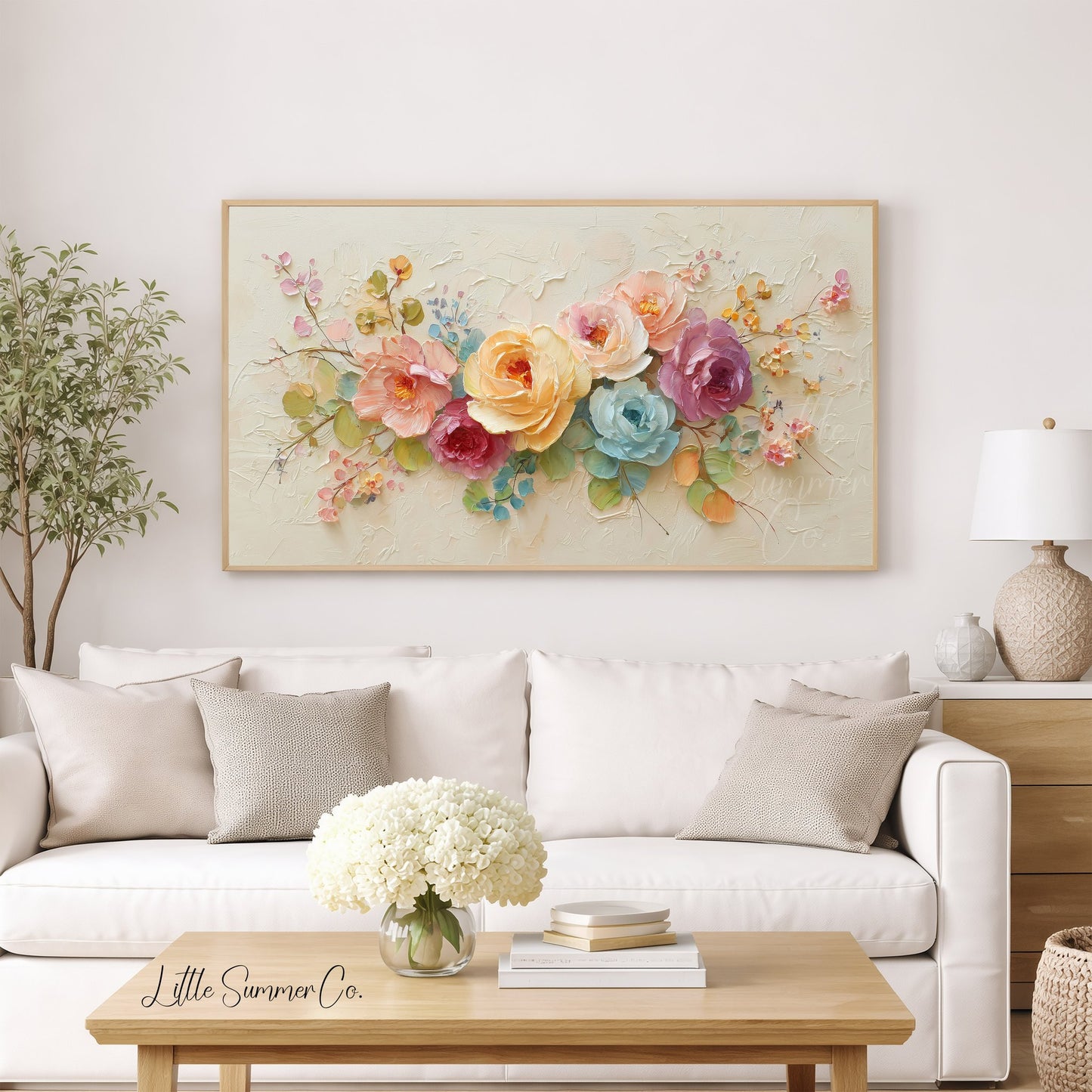 Colourful Roses Arrangement Frame TV Art displayed on a TV
