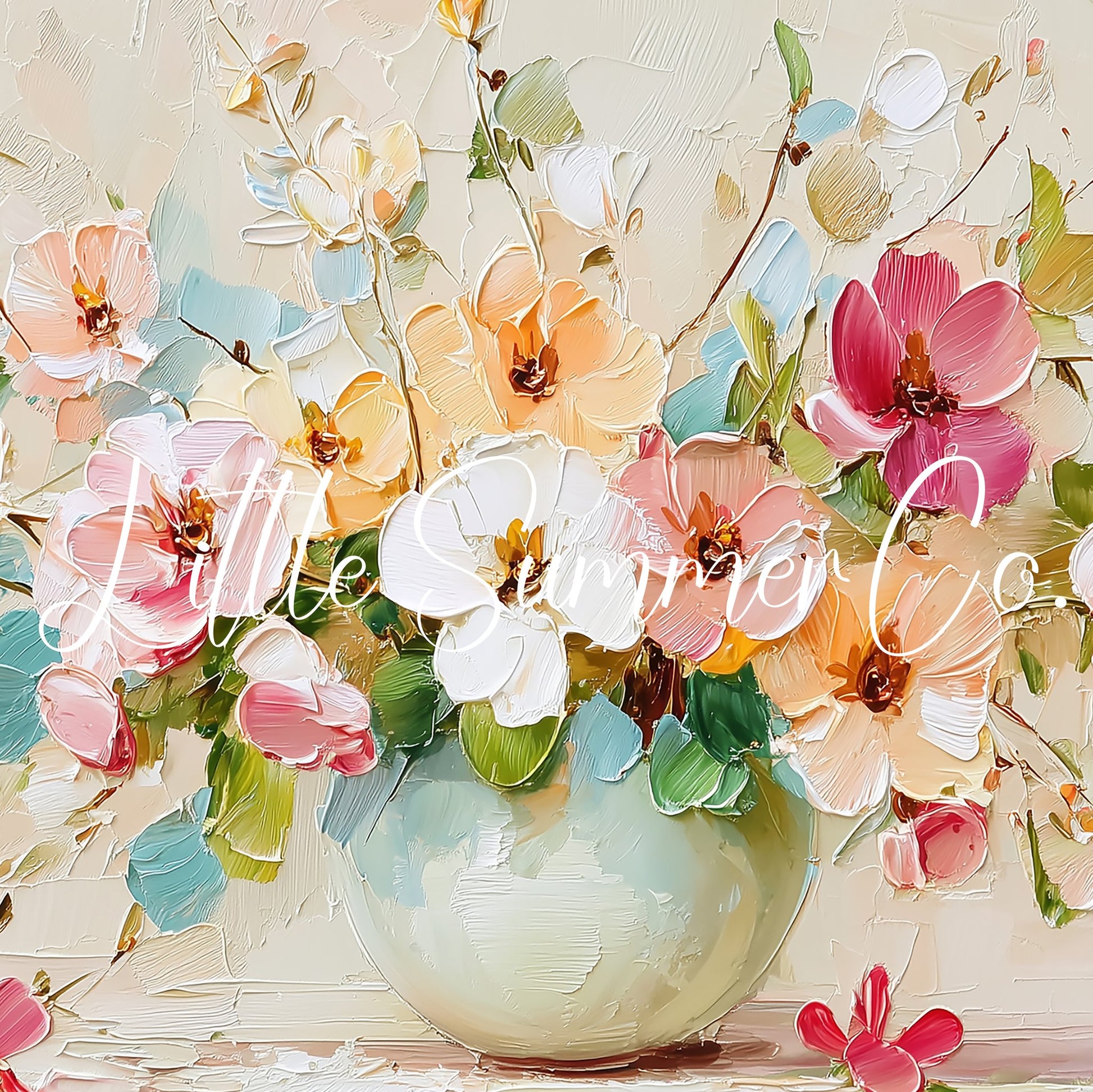 Pastel Flower Bouquet in Vase Frame TV Art displayed on a TV
