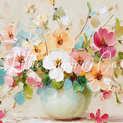 Pastel Flower Bouquet in Vase Frame TV Art displayed on a TV