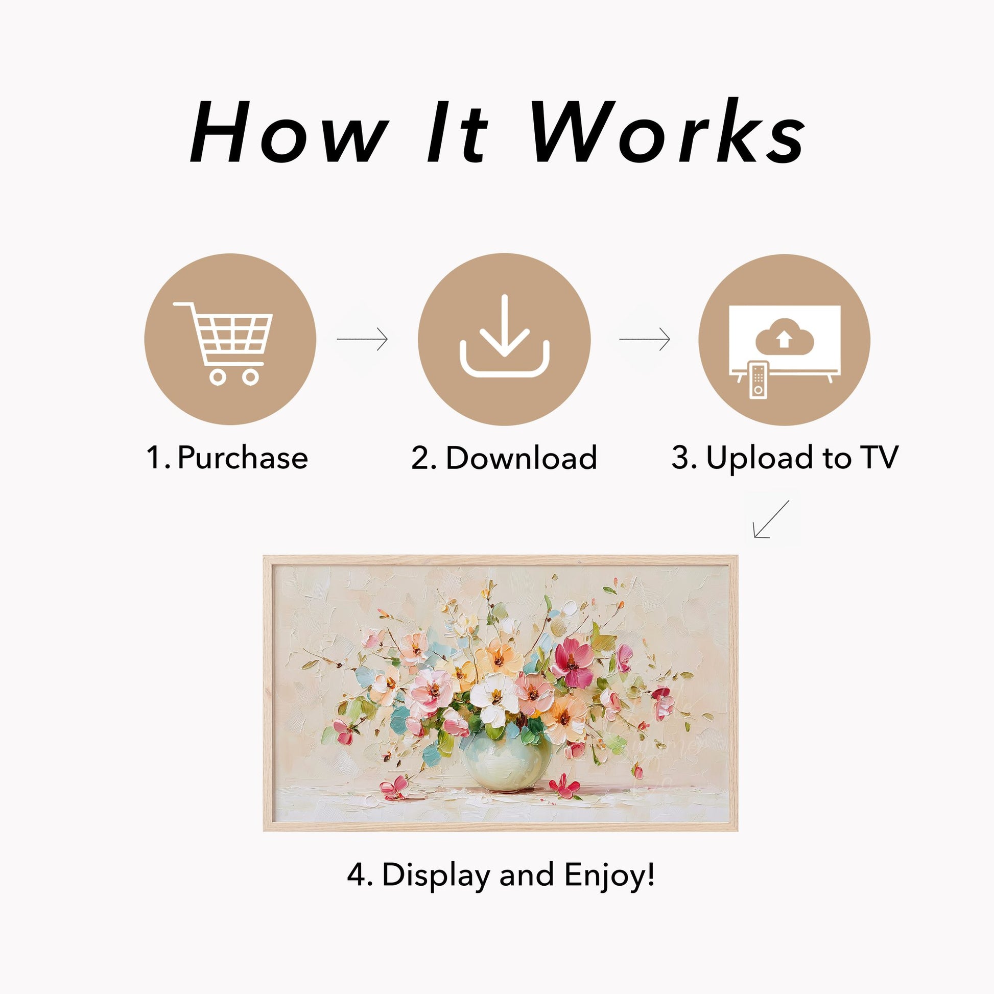 Pastel Flower Bouquet in Vase Frame TV Art displayed on a TV