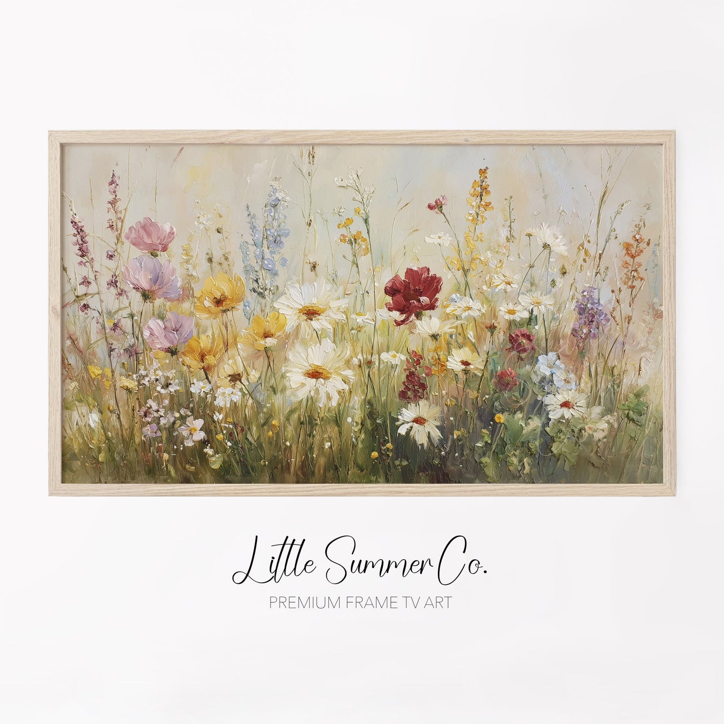 Wildflower Meadow Bloom Frame TV Art displayed on a TV