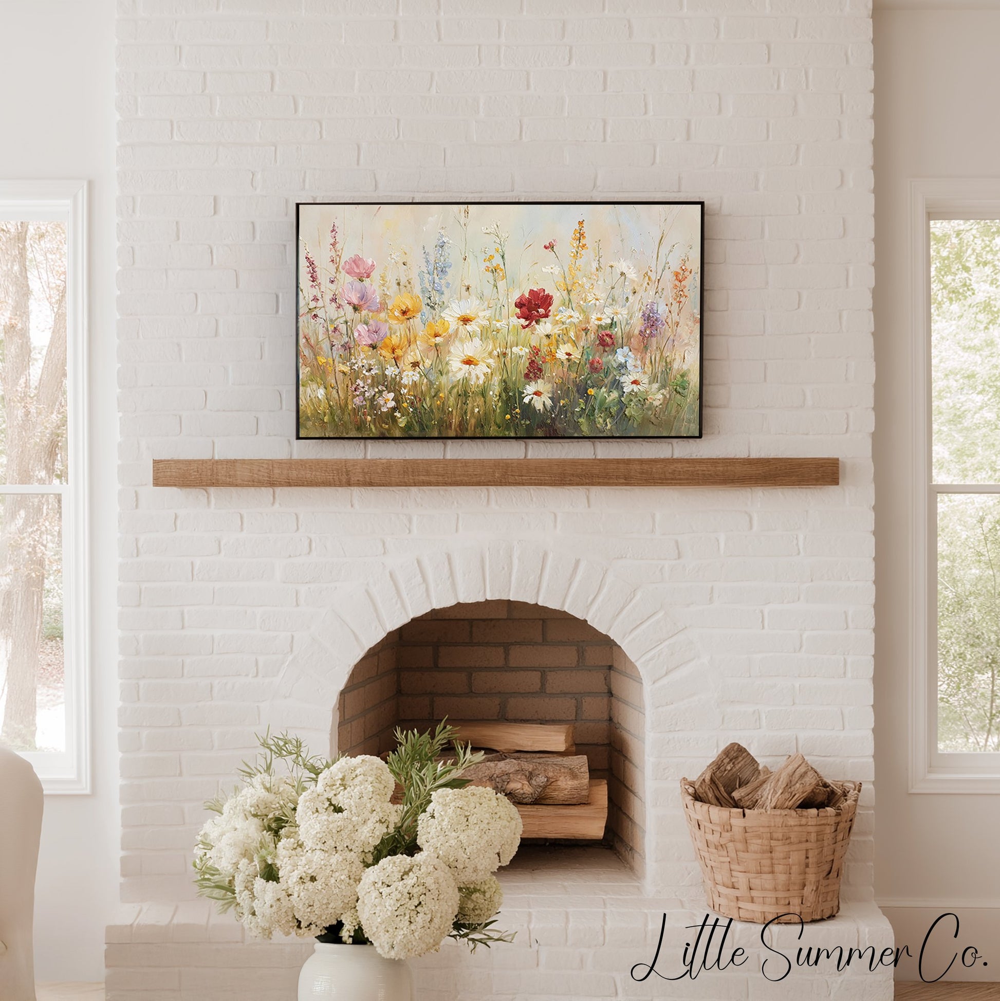 Wildflower Meadow Bloom Frame TV Art displayed on a TV