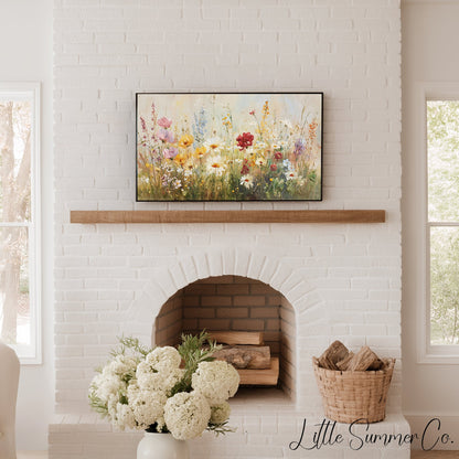 Wildflower Meadow Bloom Frame TV Art displayed on a TV