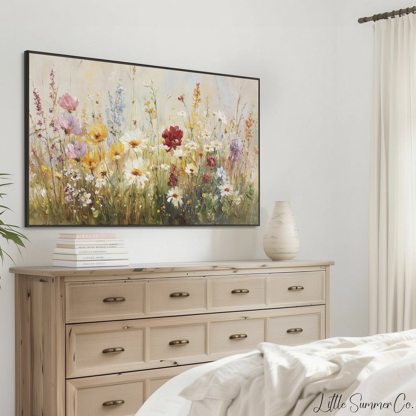 Wildflower Meadow Bloom Frame TV Art displayed on a TV