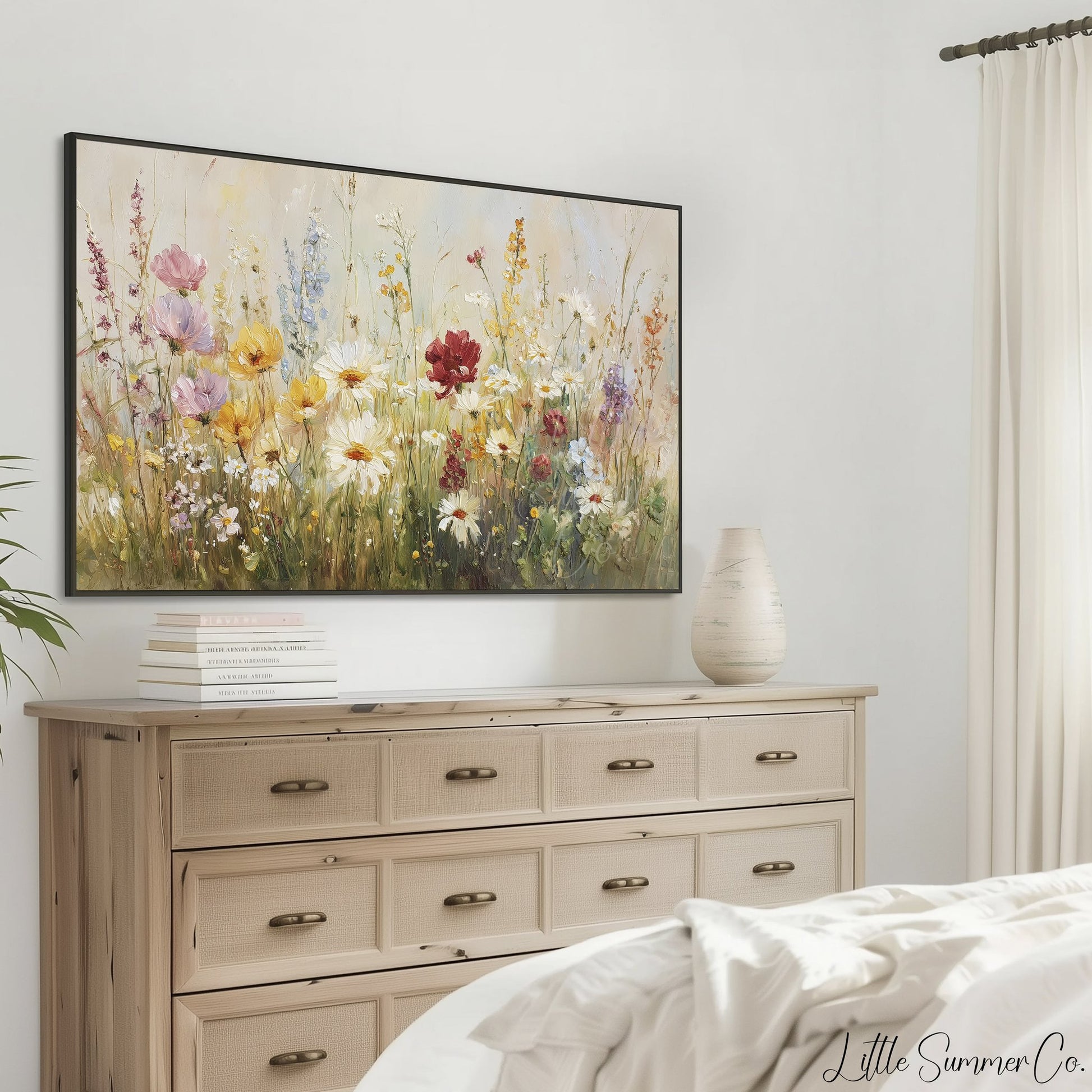 Wildflower Meadow Bloom Frame TV Art displayed on a TV