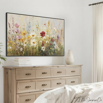Wildflower Meadow Bloom Frame TV Art displayed on a TV