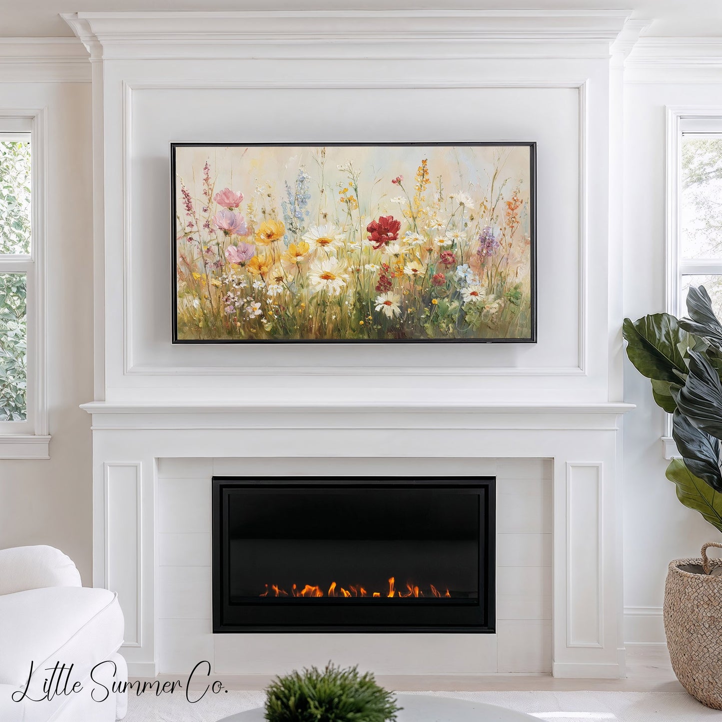 Wildflower Meadow Bloom Frame TV Art displayed on a TV