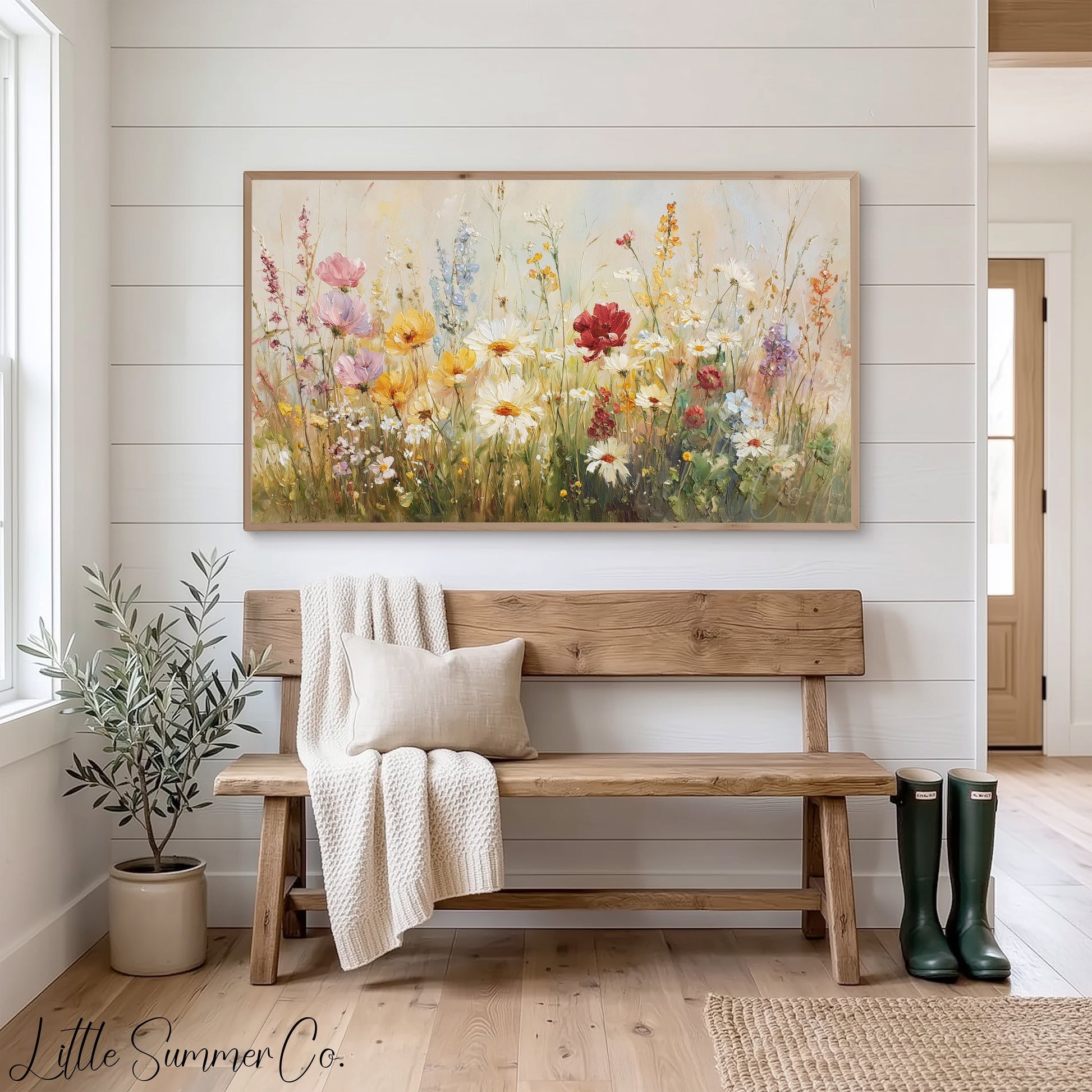 Wildflower Meadow Bloom Frame TV Art displayed on a TV
